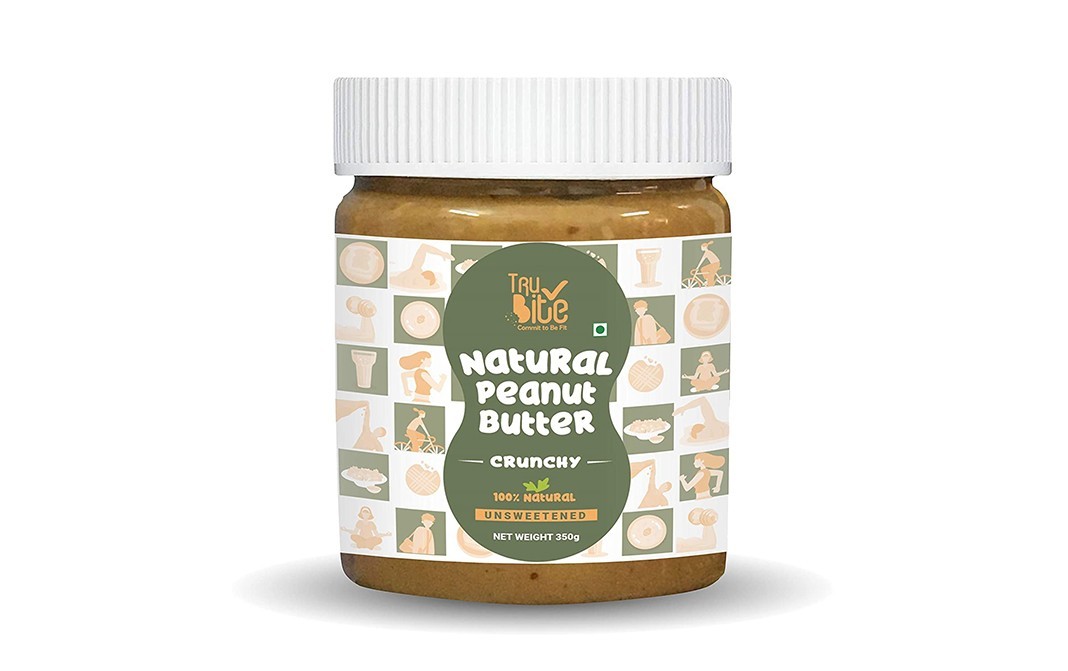 Trubite Natural Peanut Butter Crunchy Unsweetened   Plastic Jar  350 grams